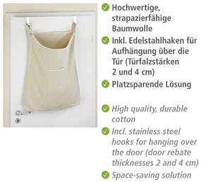 Beżowy wiszący kosz na pranie Wenko Door Laundry, 65 l