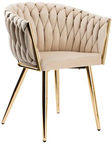 Beżowe nowoczesne krzesło welurowe F4-F21