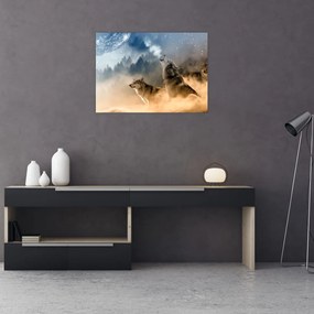 Obraz - wilki wyjące do księżyca (70x50 cm)