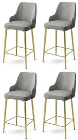 Zestaw krzeseł barowych Enox Grey and Gold, 4 szt., 4 szt.