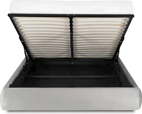 Łóżko Tapicerowane 180x200 cm ze Stelażem i Pojemnikiem Dwuosobowe BRISTOL Szare Welurowe