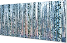 Panel szklany do Kuchni Las Brzozowy o Zmierzchu