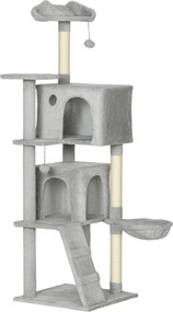 PawHut Drapak 160 cm, wielopoziomowy, słupy z sizalu, kryjówki, pluszowe platformy, hamak, drabinka, piłeczki do zabawy