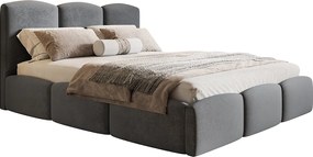 Łóżko dwuosobowe 200x200 Roma Slim - gruba pianka, stelaż metalowy, pojemnik - aksamit ciemny szary (Amor Velvet 4321)