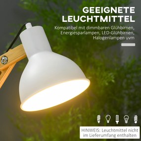 HOMCOM Lampa biurkowa 40W biala regulowana do czytania z gniazdem E27 wygodna i funkcjonalna | Aosom PL
