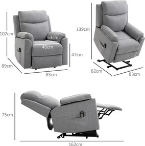 HOMCOM Fotel masujący dla seniorów z funkcją wstawania 83 cm x 89 cm x 102 cm szary | Aosom PL