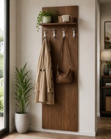 Garderoba z wieszakami PRIMO WOOD, 4 haczyki, półka, tekstura drewna pionowa, brzoza