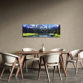 Obraz - Ośnieżone szczyty górskie (z zegarem) (90x30 cm)