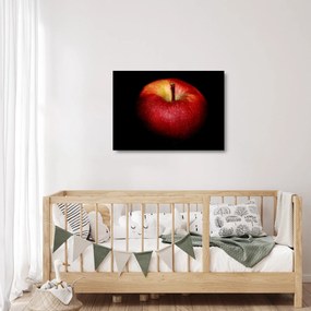 Obraz na szkle jabłka na czarnym tle (70x50 cm)