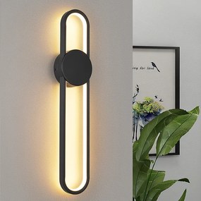 NETTLIFE Kinkiet wewnętrzny LED - 12 W Lampa schodowa 60 cm Czarna Nowoczesna lampa do korytarza 3000 K
