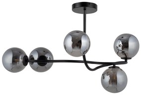 Nowoczesna lampa sufitowa czarna do stylowego wnętrza - Vena 5 klosze szare, 33681