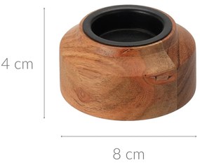 Świecznik z drewna akacjowego, 8 x 4 cm