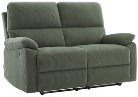 Kanapa 2-osobowa z elektryczną funkcją relax z zielonego sztruksu - LUNANO