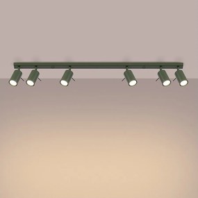 Lampa sufitowa nowoczesny Briix, stal - 6 źródło światła 3000K - L.117 x H.17 cm - zielony oliwkowy