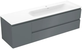 Mexen Orio szafka łazienkowa 160 cm z umywalką Vela prawą, 2S, 1D, grafit mat/biała mat - 91A13-16047-3-BBFFF66-W23P01