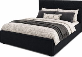 Czarne łóżko pluszowe z pojemnikiem 160x200 G7-F99