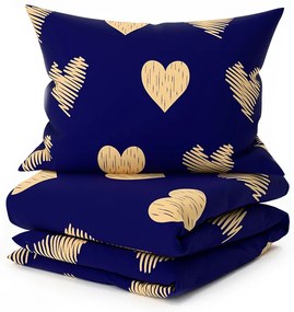 PrzytulneMieszkanie.pl PrzytulneMieszkanie.pl Pościel z mikrofibry GOLBINO ciemnoniebieska Rozmiar pościeli: 2 szt 70 x 90 cm | 200 x 220 cm