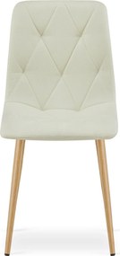 Beżowe pikowane krzesło tapicerowane na metalowych nogach K4-L23