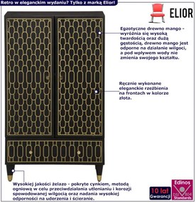 Czarna dwudrzwiowa szafka retro z szufladą - Rebex 18X