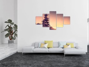 Obraz ośnieżonego drzewa na łące (125x70 cm)