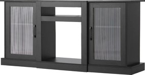 Szafka TV SucceBuy na Telewizory do 165 cm, Nowoczesna Drewniana Podstawa z Oświetleniem LED, Regulowane Drzwi i Półki, Rozwiązanie do Przechowywania