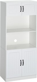 HOMCOM Kuchenny szafka Bufet kuchenny Szafka, Styl wiejski, 2 szafki, 2 półki, 70 cm x 40 cm x 170 cm Biały + Czarny
