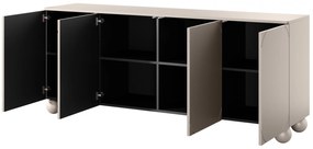 Komoda Sonatia II 200 cm czterodrzwiowa na nogach kulach - kaszmir