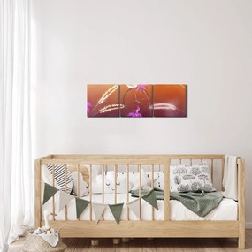 Obraz - Różowy motyl (z zegarem) (90x30 cm)