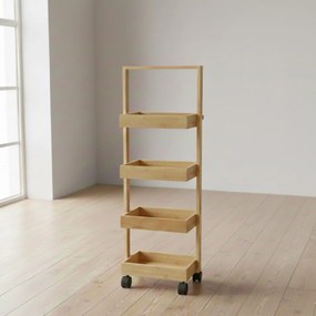 Wąski regał bambusowy, 4 koszyki VINK, 90 cm