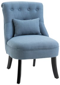 HOMCOM Niebieski Fotel Skandynawski Wypoczynkowy z Drewnianymi Nóżkami do Biura, Hotelu i Salonu 52,5cm x 69cm x 77cm | Aosom PL