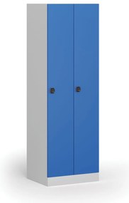 Metalowa szafka ubraniowa S1, 2-drzwiowa, 1850 x 600 x 500 mm, zamek kodowy, drzwi niebieskie