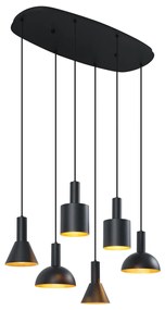 Nowoczesna lampa wisząca czarna 6-punktowa - Biles