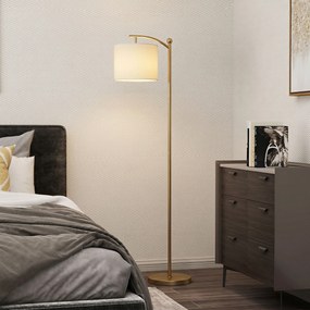 HOMCOM Lampa stojąca, regulowane opcje oświetlenia, wyłącznik nożny, pilot, metal, złoty | Aosom PL