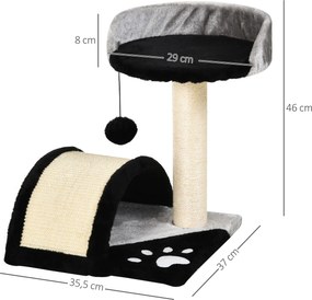 Drapak z piłeczkami do zabawy drapak do ostrzenia pazurów słupek z liny sizalowej kolor beżowy | Aosom.pl