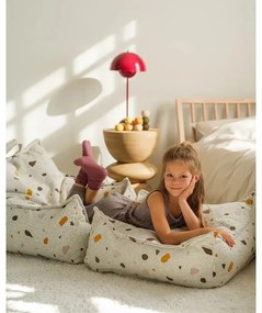 Biały dziecięcy worek do siedzenia z materiału bouclé/z tkaniny szenilowej Terrazzo Chair – Wigiwama