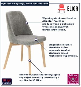Szare krzesło drewniane do stołu dąb artisan L4-S79