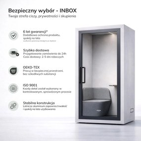Budka akustyczna do biura INBOX 1-osobowa 2100 x 1100 x 900 mm