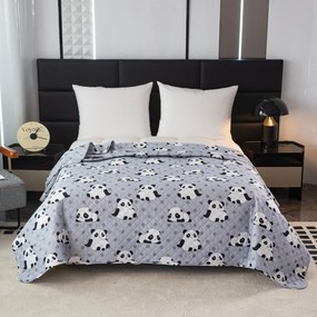 Narzuta na łóżko z wzorem PANDA szary Rozmiar: 170 x 210 cm