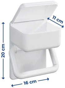 Uchwyt na papier toaletowy z pojemnikiem np. na mokre chusteczki, 2w1