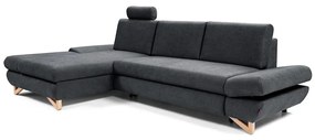 Rozkładany narożnik tapicerowany z pojemnikiem w układzie L AVESTA lewostronny antracyt
