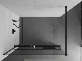 Mexen Kioto+ ścianka prysznicowa z półką Walk-in 90 x 200 cm, transparent, czarna - 800-090-121-70-00