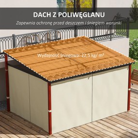 Outsunny Pergola aluminiowa 345 x 300 x 215-255 cm Zdejmowane zasłony Składana Regulowana wysokość Beżowy Aluminium stal | Aosom PL