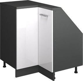 Narożna szafka kuchenna na dach skośny biały wysoki połysk 75.6x75.6x81.6 r-line