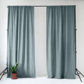 Szaroniebieska lniana zasłona 140x170 cm Blue Fog – Linen Tales