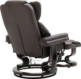 HOMCOM Fotel masujący z pufą relaksacyjny regulowany 145 stopni brązowy sztuczna skóra | Aosom PL