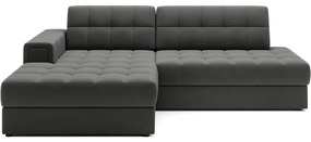 Szarobrązowy aksamitny rozkładany narożnik (lewostronny/z szezlongiem) Blezalt – ELTAP