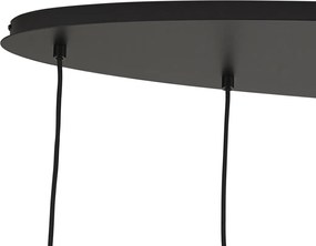 Lampa wisząca czarna z bursztynowym, przydymionym i przezroczystym szkłem, 6-punktowa - Elena