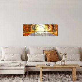 Obraz - Brama wykonana z koron drzew (z zegarem) (90x30 cm)