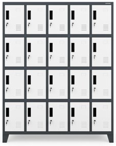 Szafa skrytkowa socjalna BHP antracytowo-biała: ROBERT, 1360 x 1720 x 450 mm