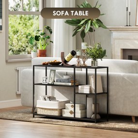 HOMCOM Stół Konsolowy, 4 Poziomy, Rama ze Stali, do Przedpokoju, Salonu, Czarny